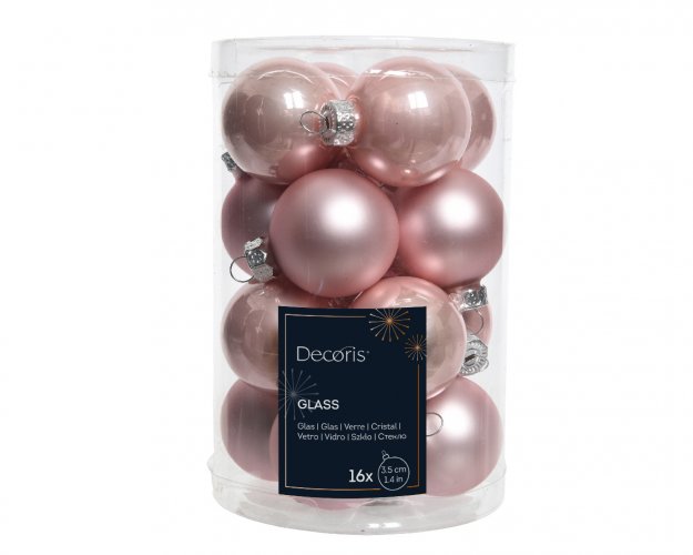 Набор елочных шаров DECORIS 3.5 см 16 шт blush pink