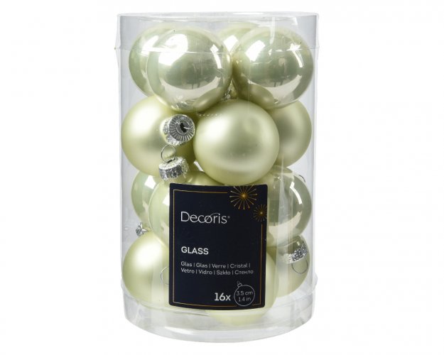 Елочные шары DECORIS 3.5см 16шт white mint