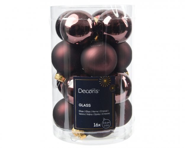 Елочный шар DECORIS 3.5см 16шт black truffle