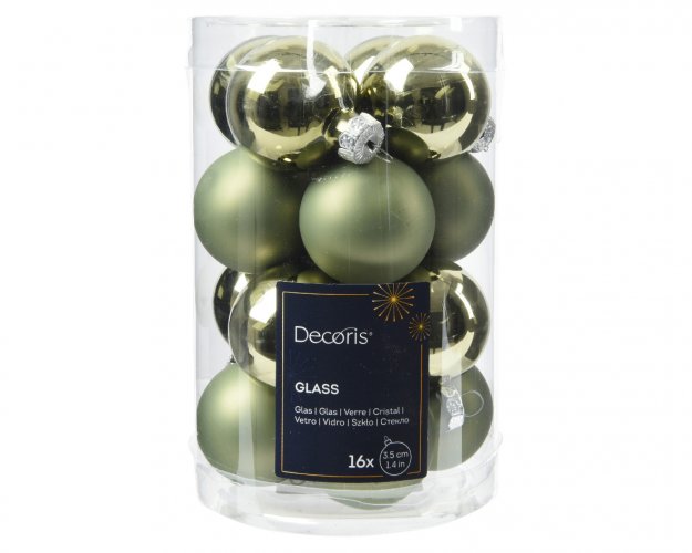 Елочный шар DECORIS 3.5см 16шт rosemary green