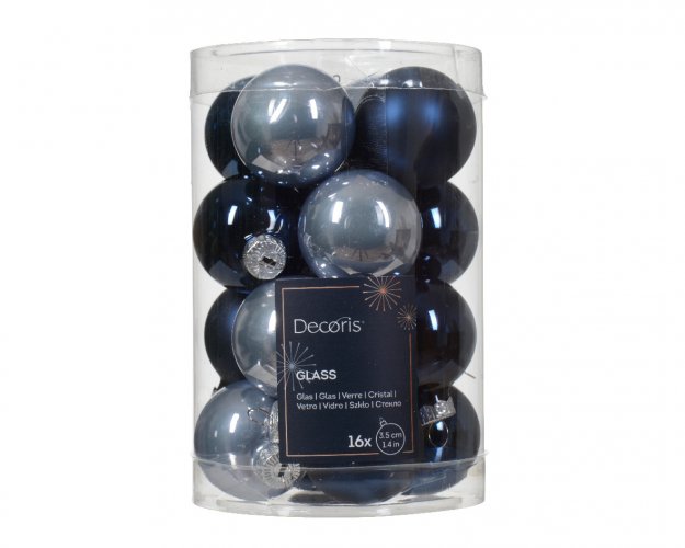Набор елочных шаров DECORIS 3.5 см 16 шт blue mix