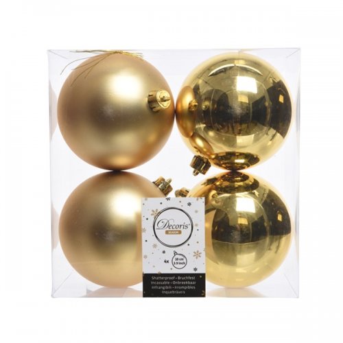 Набор елочных шаров DECORIS 10 см Light Gold 4 шт