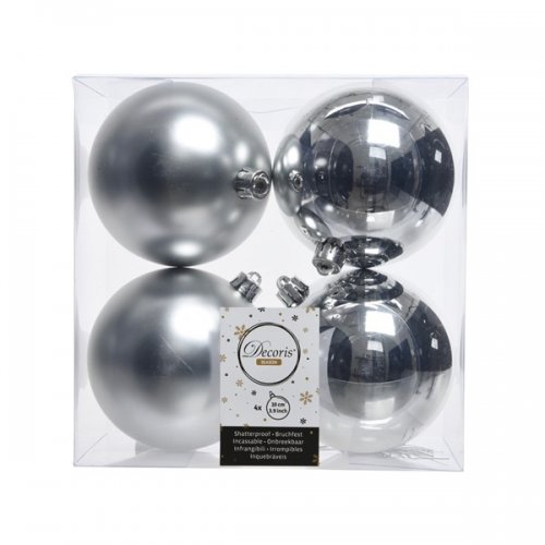 Набор елочных шаров DECORIS 10см Silver 4шт