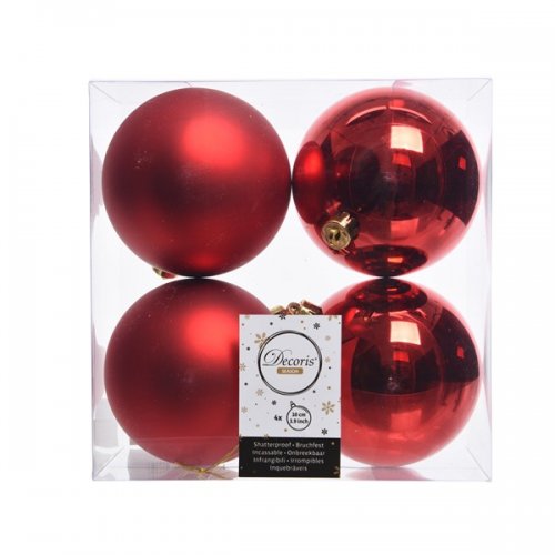 Набор елочных шаров DECORIS 10 см Christmas Red 4 шт.