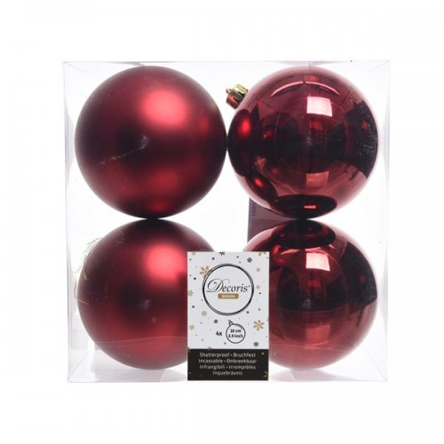 Набор елочных шаров DECORIS 10 см Oxblood 4 шт