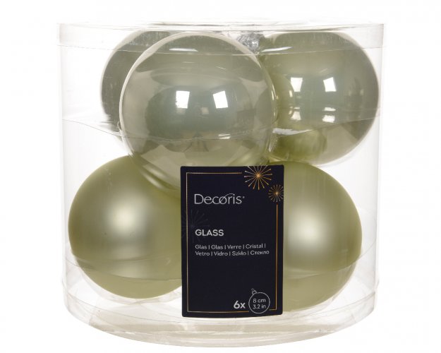 Набор елочных шаров 8 см (6 шт) white mint