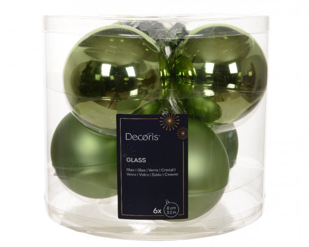 Набор елочных шаров 8 см (6 шт) green tea