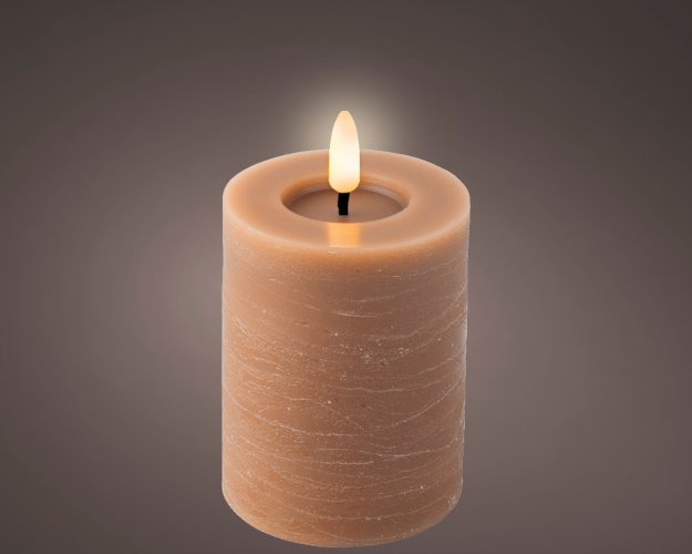 Свеча LUMINEO декоративная light brown/warm white 7cm