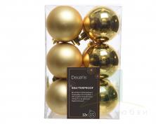 Набор елочных шаров DECORIS 6 см Light Gold 12 шт