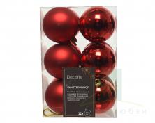 Набор елочных шаров DECORIS 6 см Christmas Red 12 шт