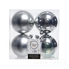 Набор елочных шаров DECORIS 10см Silver 4шт