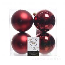 Набор елочных шаров DECORIS 10 см Oxblood 4 шт