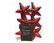 Набор елочных игрушек DECORIS Звёзды 7,5 см Christmas Red 6 шт