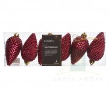 Набор ёлочных шишек DECORIS 8 см Oxblood