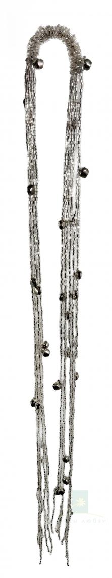 Серебристая гирлянда из бусин и колокольчиков SHISHI 100 см
